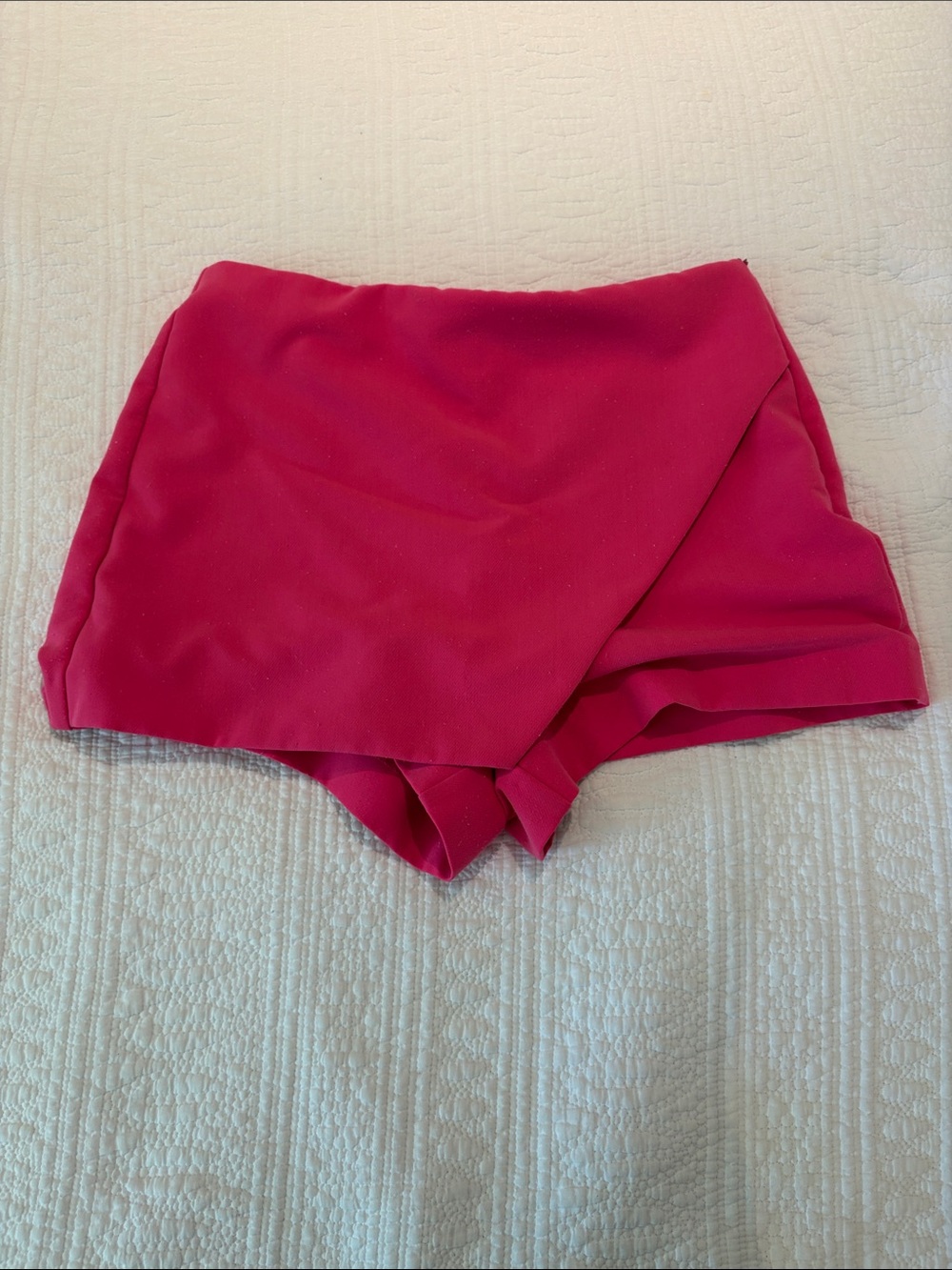 Zara Hot Pink Wrap-Front Skort